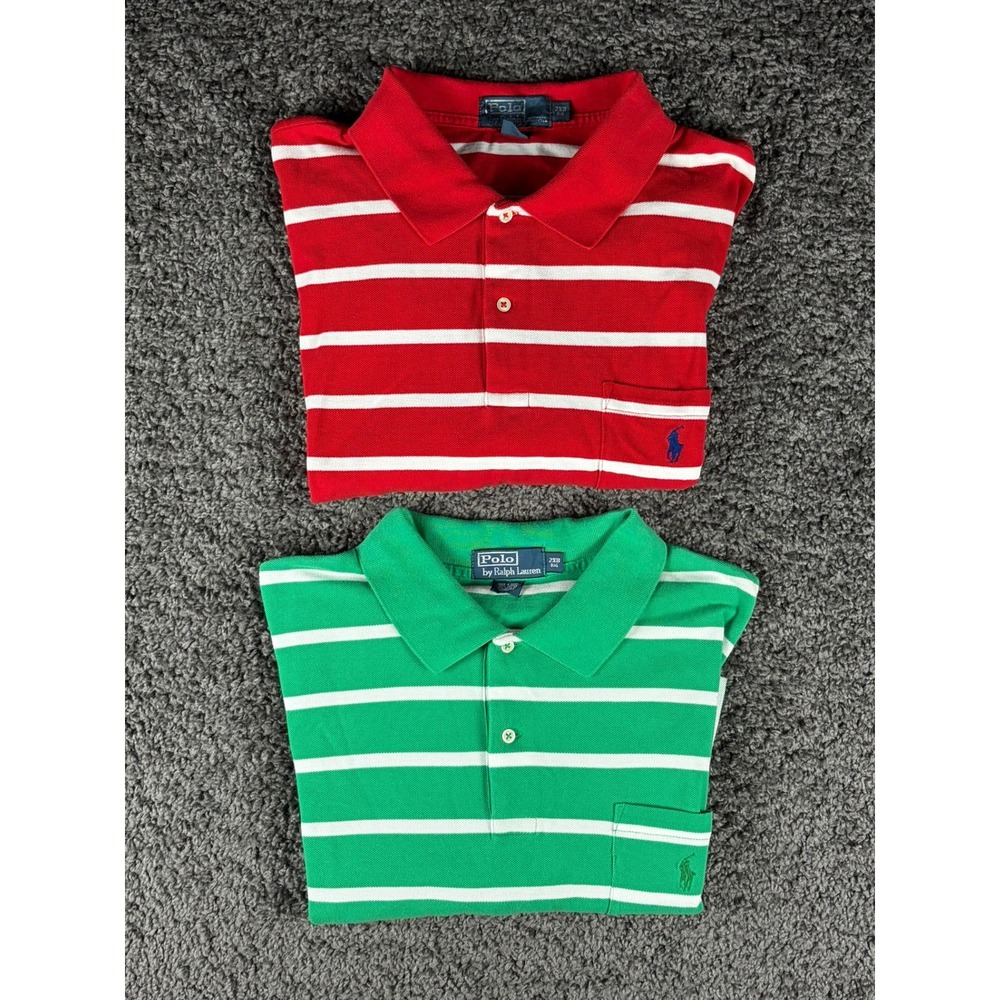 Polo by Ralph Lauren Men's Striped Polo Shirt - Red / Green